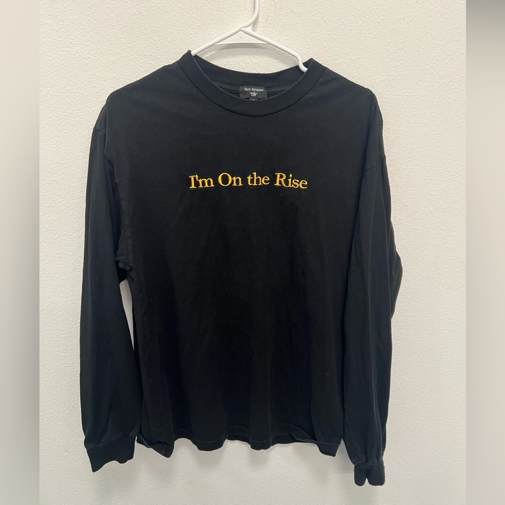 True Religion Black Long Sleeve Graphic Shirt “I’m On the Rise” Size Small